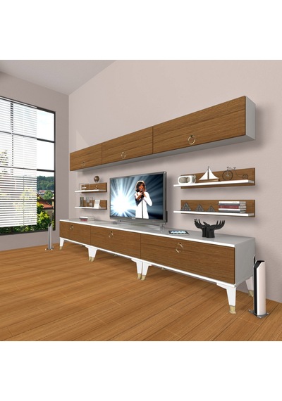 Decoraktiv Eko 8y Mdf Gold Tv Ünitesi Tv Sehpası Beyaz - Ceviz