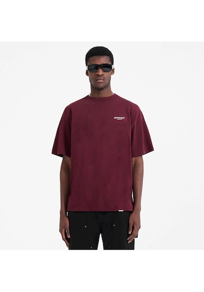Flood Of Style Erkek Bordo Represent Baskılı Bisiklet Yaka Tshirt