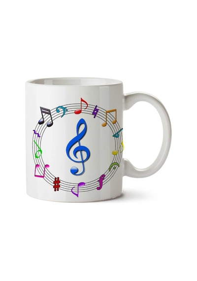 Müzik Notalar 2 İki Tarafı Baskılı Kupa Bardak Çok Renkli
