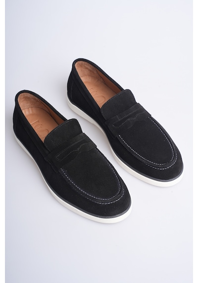 Fame Step Hakiki Deri Erkek Loafer Ayakkabı Süet Günlük Rahat Casual Mokasen Siena siyah