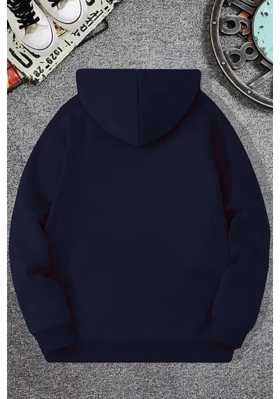 Uyguntarz Paris Baskılı Pamuklu Oversize Sweatshirt Lacivert