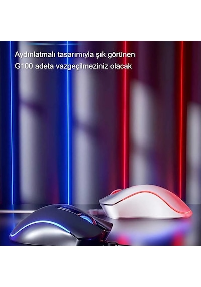 HP G100 1600 Dpı Usb Kablolu Optik Ledli Gökkuşağı Aydınlatmalı Oyuncu Mouse Beyaz