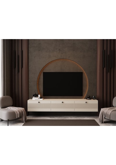 Melura Tv Ünitesi - Tv Sehpası 180 Cm Duvara Monte %100 Mdf Kumtaşı