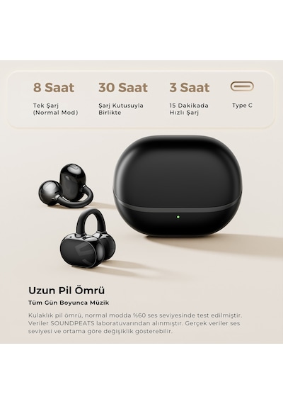 Soundpeats Pop Clip Open-Ear Enc Ows Bluetooth 5.4 Kablosuz Kulaklık