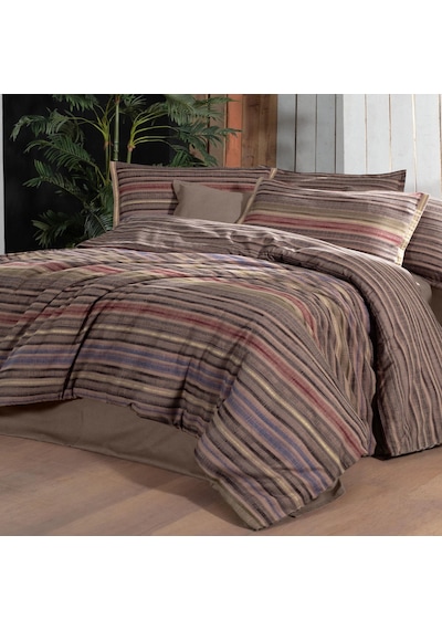 Fauna King Size Battal Boy %100 Pamuk Flanel Pazen Nevresim Takımı Kahve Kahverengi