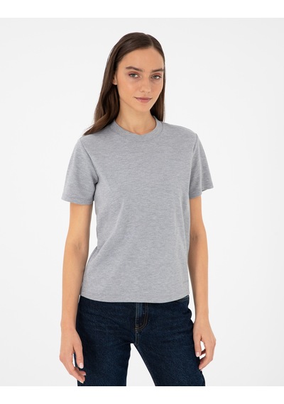 Pierre Cardin Kadın Gri Melanj Tişört 50288572-vr086 Gri Melanj