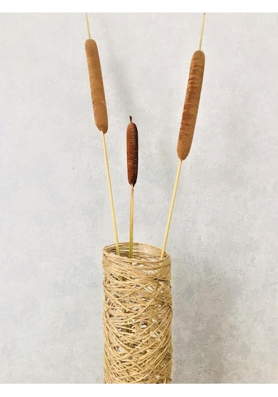 Hasır Örgü Vazo, 50 Cm, Doğal, Dekoratif Çiçeklik Diğer