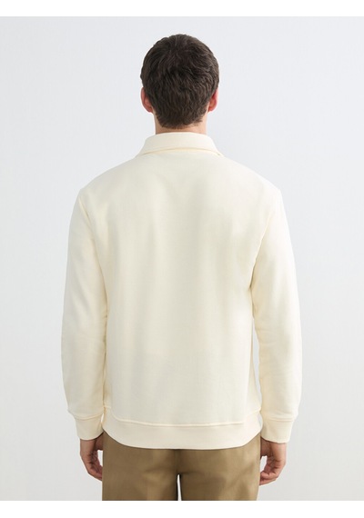 Lcw Vision Ekru Fermuarlı Polo Yaka Erkek Sweatshirt