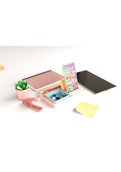 Tıdy Stack - Desk Organizer Modern Tasarımlı Çok Amaçlı Masaüstü Organizer Çok Renkli