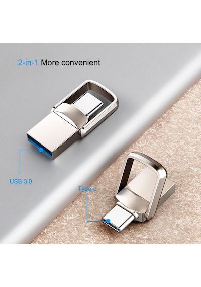 Sunix 128gb.type-c Ve Usb 3.0 Usb Flash Bellek Otg Çift Girişli Metal Sağlam  128 GB