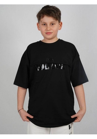 Ekkokids Çocuk Challenge Yazılı Pamuklu T-shirt-16022 SIYAH
