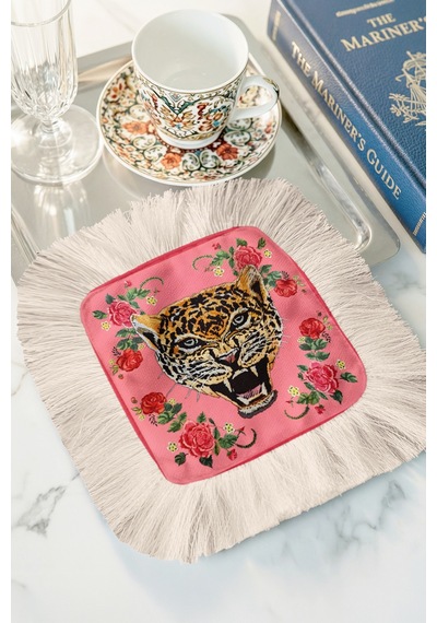 Leopar Çiçek Motifli Saçaklı Servis Kokteyl Peçetesi - Canlı Bohem Pembe Krem Bardak Altlığı Mendil Tozlu Toprak Kestane Leopar Çiçek Motifli Saçaklı Servis Kokteyl Peçetesi - Canlı Bohem Pembe Krem Bardak Altlığı Mendil Tozlu Toprak Kestane
