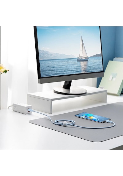 Baseus Pudding Type-C To Type-C 100 W Hızlı Şarj Kablosu 1.2 M. Mavi
