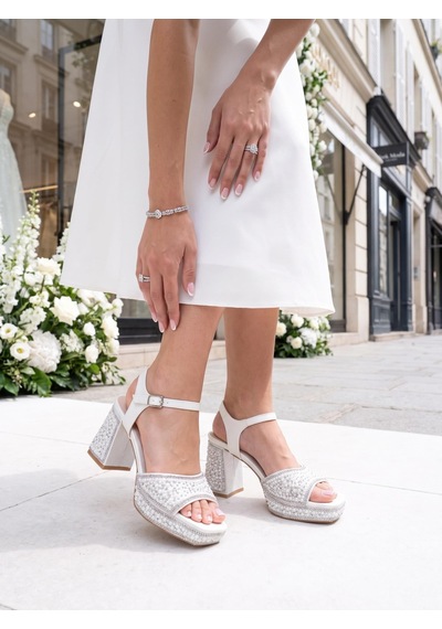 Nesil Shoes Carel 109 Sedef Taşlı Platform Kadın Sandalet