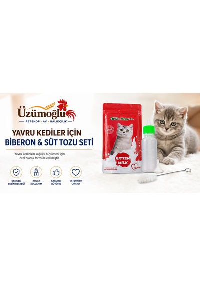 1 Adet Yavru Kedi Süt Tozu Ve Biberon Seti 200 Gr Yeni Doğan Ve Annesiz Yavru Kediler İçin Besleyici Süt Tozu