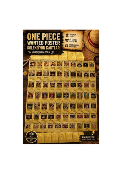 Cantex Tech One Piece Oyun Kartı -wanted Poster Gold Koleksiyon Kartı 55 Li + Çanta Hediyeli