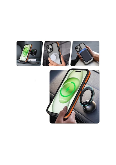 Zore İphone 14 Pro Uyumlu Magsafe Şarj Özellikli Renkli Kenar Airbag Şeritli Ogaa Lamer Kapak-siyah