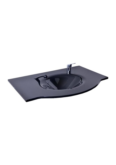 Kuaför Cam Lavabo 12 MM 100 x 56 CM Siyah