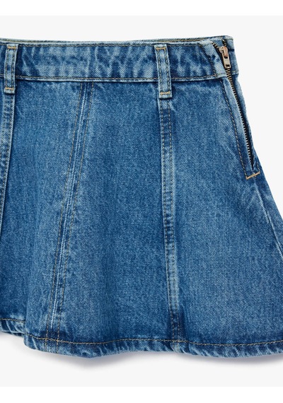 Koton Pamuklu A Kesim Denim İndigo Kız Çocuk Etek 6skg70007ad İndigo