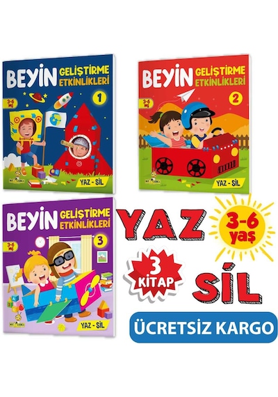 Beyin Geliştirme Etkinlikleri Yaz-Sil Kitaplar 3-6 Yaş