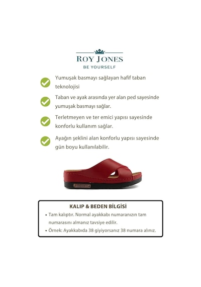 Roy Jones 3029 Ortopedik Comfort Günlük Topuklu Kadın Terlik 167800000334 08 Kırmızı Kırmızı