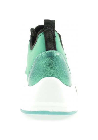 Dgn 1013-22y Kadın Bağcıklı Yan Sılver Taşlı Strech Kalın Taban Sneakers Ayakkabı Yeşil