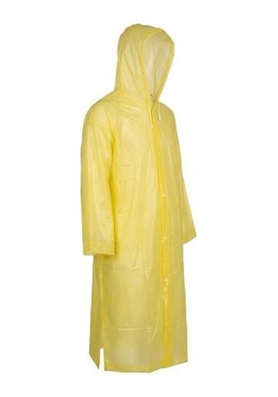 Su Geçirmez Eva Sarı Yağmurluk Kapüşonlu Çıtçıtlı Tekrar Kullanılabilir Unisex Yağmurluk Ponço Acil Durum Yağmurluğu