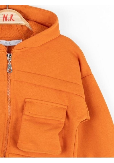 Nk Kids Kız Çocuk Kapüşonlu Fermuarlı Fulya Hırka-14794 Turuncu