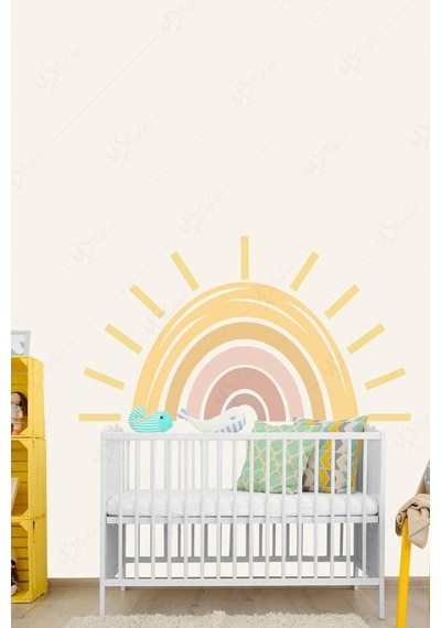 MSticker Büyük Güneş Gökkuşağı Çocuk Bebek Odası Sticker