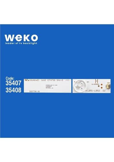 Wkset-6384 35407x6 35408x6 500tt26 V5 R 500tt56 V0 L Type Birleştirilmiş Led Kodu 6 Adet Led Bar Tvnizi Açıp İçindeki Led Barla Birebir Aynısı Olduğunu Görmeden Almayınız. Sonrasında İade Almamaktayız.