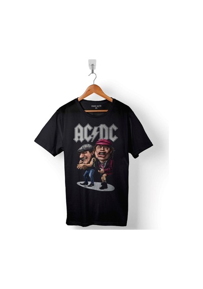 Ac Dc Band Cartoon Alternatif Doğru Akım Baskılı Tişört Unisex T-shirt 001