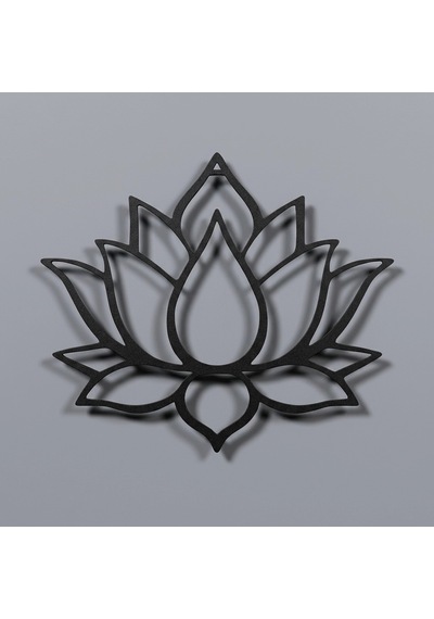 Lotus Çiçeği Metal Tablo Siyah