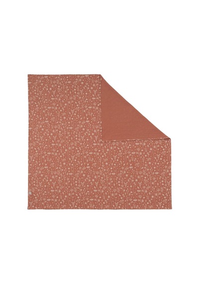 Çift Katlı Bebek Müslin Örtü 100x100 Cm Bahar Çiçekli Kiremit Çok Renkli
