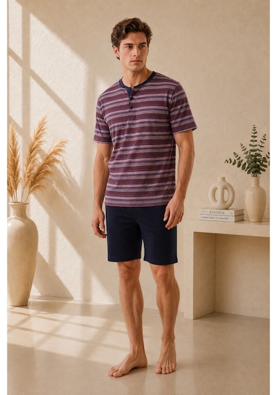Pijamask Erkek Bordo Çizgili Düğmeli Yaka Kısa Kollu Tişört Lacivert Şortlu Yazlık Pijama Takımı Çok Renkli Pijamask Erkek Bordo Çizgili Düğmeli Yaka Kısa Kollu Tişört Lacivert Şortlu Yazlık Pijama Takımı Çok Renkli