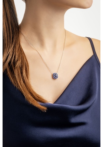 So Chic Safir Mavisi 18 Ayar Beyaz Altın Kaplama 45 Cm Gümüş Kolye Beyaz