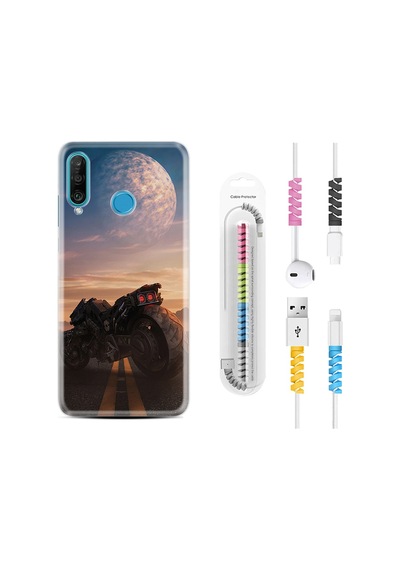 Huawei P30 Lite Kılıf Kablo Koruyuculu Motor 1621