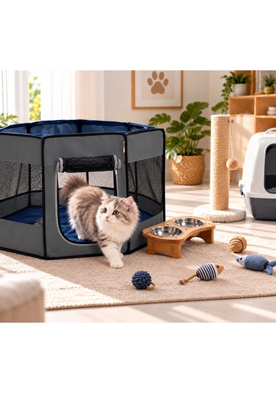 Missidea Pawingo Gri Kedi Ve Köpek Doğum Çadırı Katlanabilir Pet Oyun Alanı Ve Yuvası