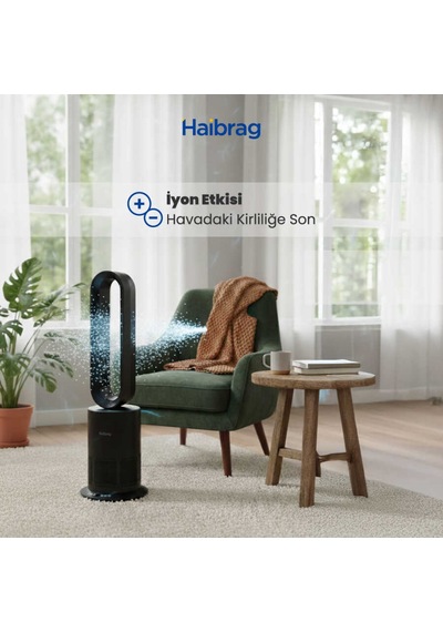 Haibrag Tp-09 Pro 4 Ü 1 Arada Isıtma, Soğutma, Hepa Filtre & Hava Temizleme Kanatsız Zemin Tipi Fan Siyah