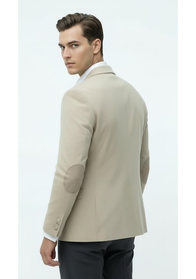 Plus Scorpion Erkek Kolu Yamalı Blazer Ceket Taş Renk, İtalyan Kesim Slim Fit, Şık Tasarım Taş Plus Scorpion Erkek Kolu Yamalı Blazer Ceket Taş Renk, İtalyan Kesim Slim Fit, Şık Tasarım Taş