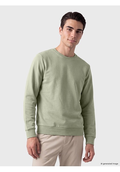 Lcwaıkıkı Classic Yeşil Bisiklet Yaka Erkek Kalın Sweatshirt