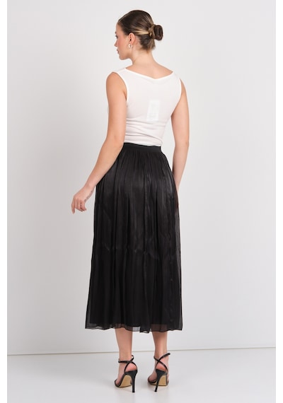 Vero Moda Kadın Vmvıps Pileli Beli Lastikli Maxi Etek 10328017 Siyah Siyah