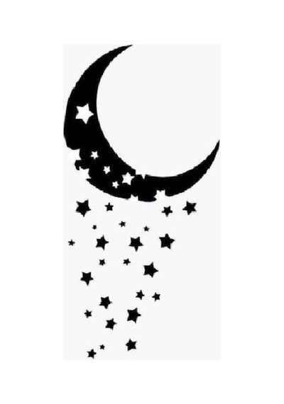 Ay Yıldız Gece Sticker - Çocuk Odası -uyku - Duvar Siyah