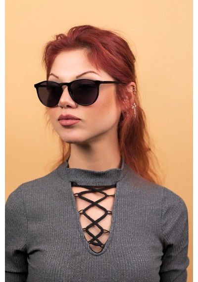 Fleur Unisex Black Red Güneş Gözlüğü Siyah - 296294878 Siyah