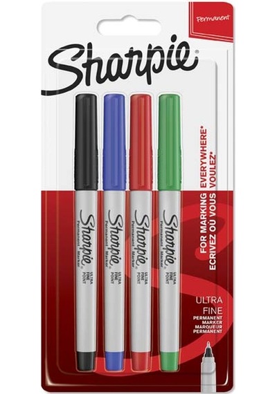 Sharpie Markör Permanent Ultra Fine Süper İnce Uç 4 Lü Renk Blisterli 1985879 Çok Renkli