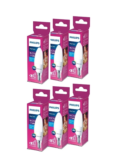 Philips Led 40W Mum Ampul Beyaz Işık E14 Ince Duylu 6Lı