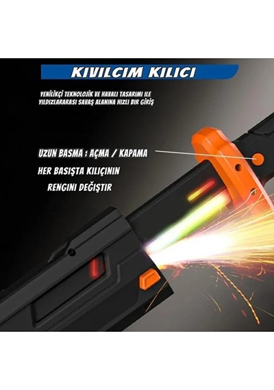 44 Cm Kıvılcım Çıkartan Özel Efektli Şarjlı Işın Kılıcı