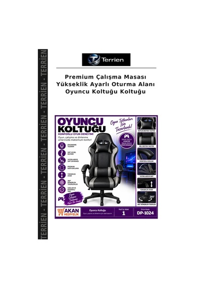 Premium Çalışma Masası Yükseklik Ayarlı Oturma Alanı Oyuncu Koltuğu Koltuğu Çok Renkli