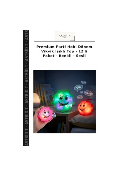 Premium Parti Hobi Dönem Vikvik Işıklı Top - 12'li Paket - Renkli - Sesli Çok Renkli