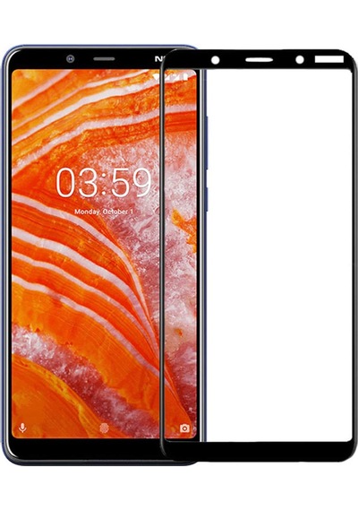 Microcase Nokia 3.1 Plus Tam Kaplayan Çerçeveli Tempered GlassCam