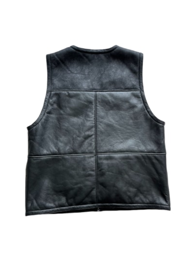Ln Leather Erkek Deri Yelek İçi Kürk-dışı Süet Deri Klasik Yelek Siyah Xl